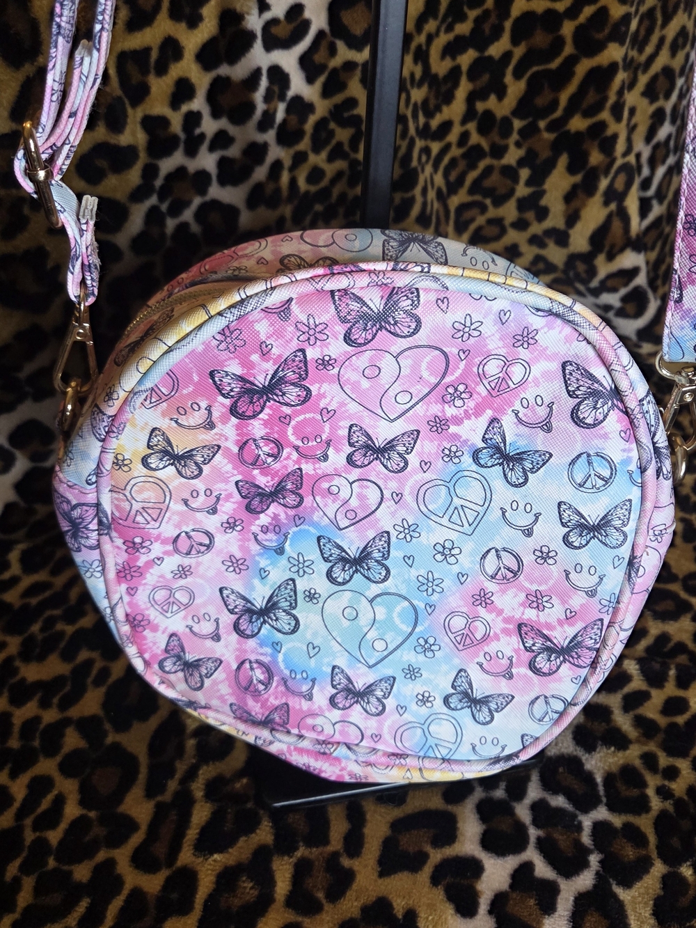Under One Sky Pink Blue Tie-Dye Butterfly Crossbody Bag